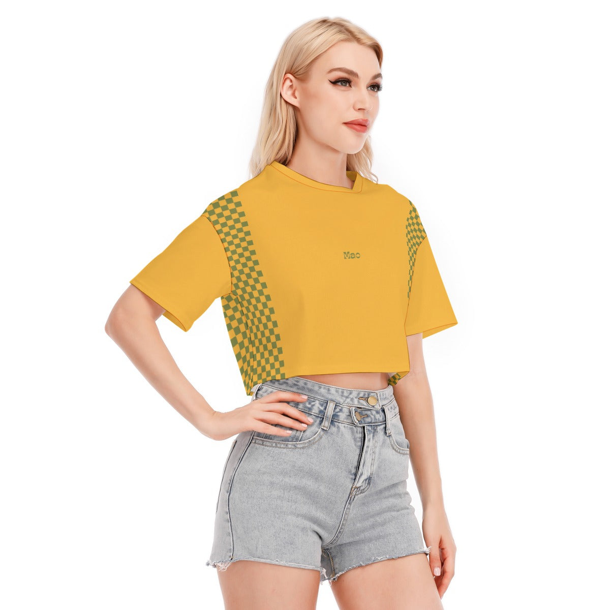 Crop Tee Mustard Chess Love