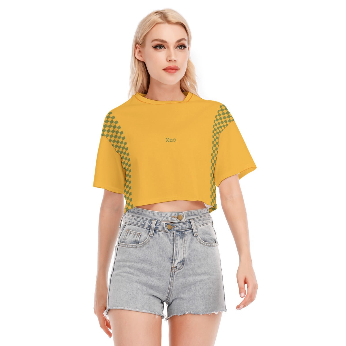 Crop Tee Mustard Chess Love