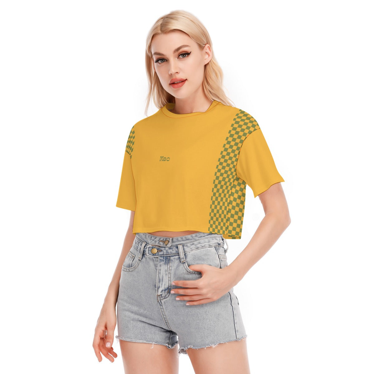 Crop Tee Mustard Chess Love