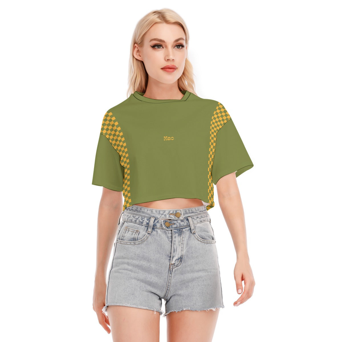 Crop Tee Green Chess Love