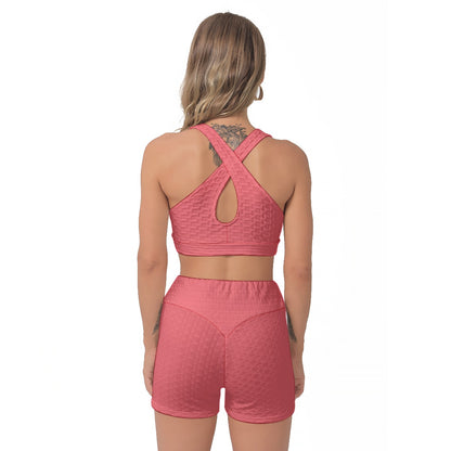 Sports Bra Set Coral Chess Love